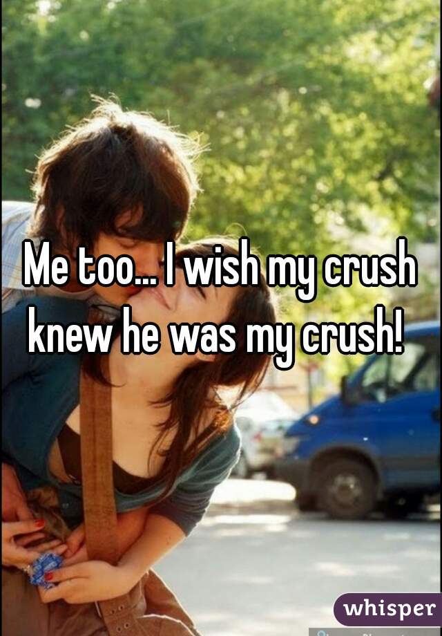 Me too... I wish my crush knew he was my crush!  