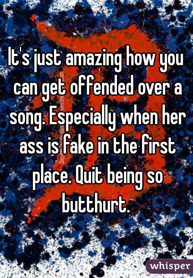 It's just amazing how you can get offended over a song. Especially when her ass is fake in the first place. Quit being so butthurt. 