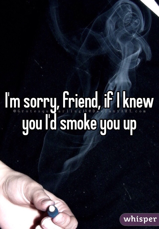 I'm sorry, friend, if I knew you I'd smoke you up 