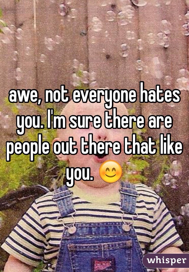 awe, not everyone hates you. I'm sure there are people out there that like you. 😊