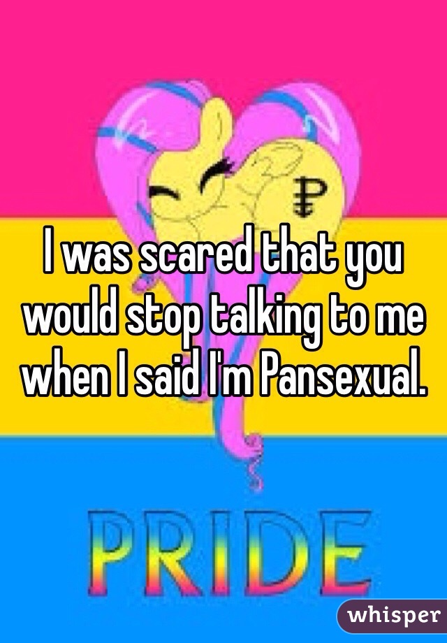 I was scared that you would stop talking to me when I said I'm Pansexual.