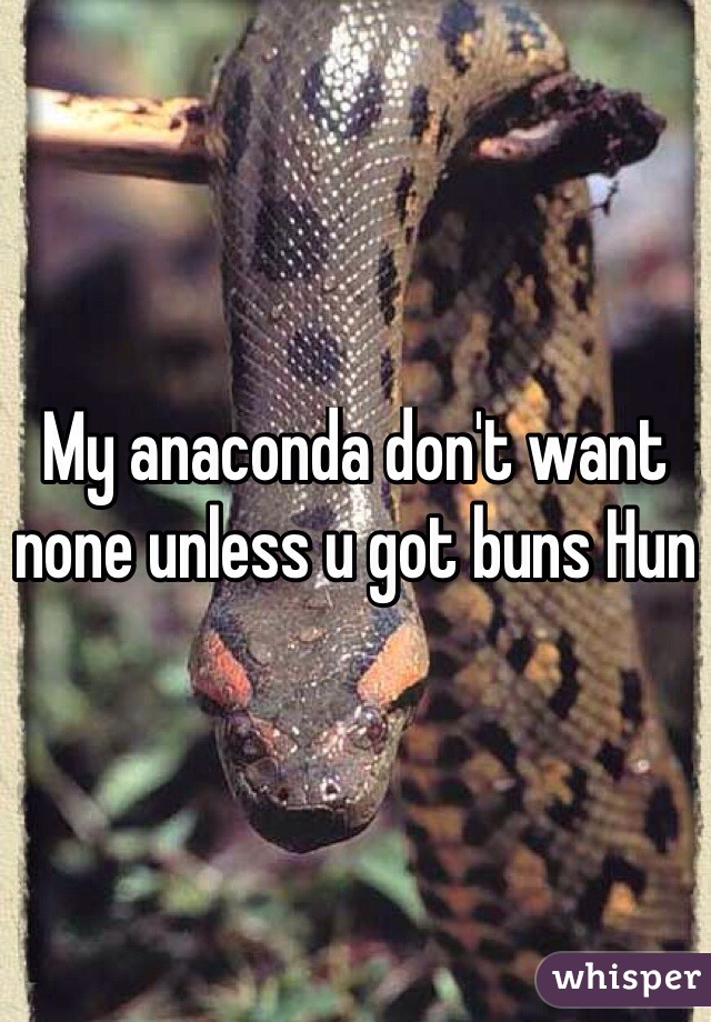 My anaconda don't want none unless u got buns Hun
