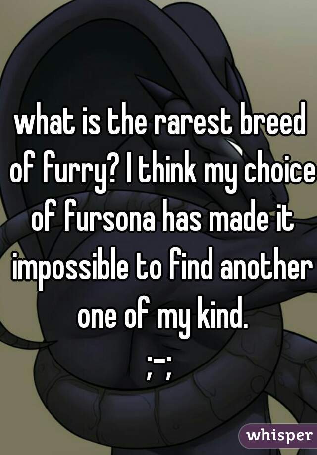 what is the rarest breed of furry? I think my choice of fursona has made it impossible to find another one of my kind.
;-;