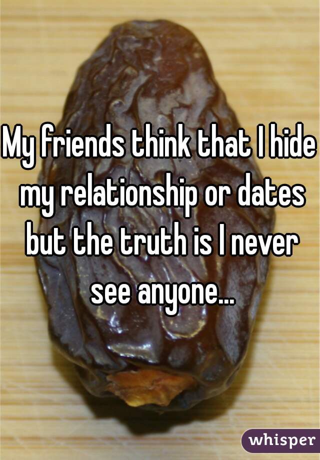 My friends think that I hide my relationship or dates but the truth is I never see anyone...