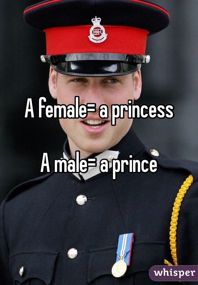 A female= a princess 

A male= a prince 