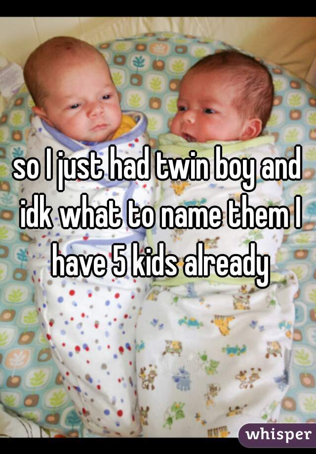 so I just had twin boy and idk what to name them I have 5 kids already