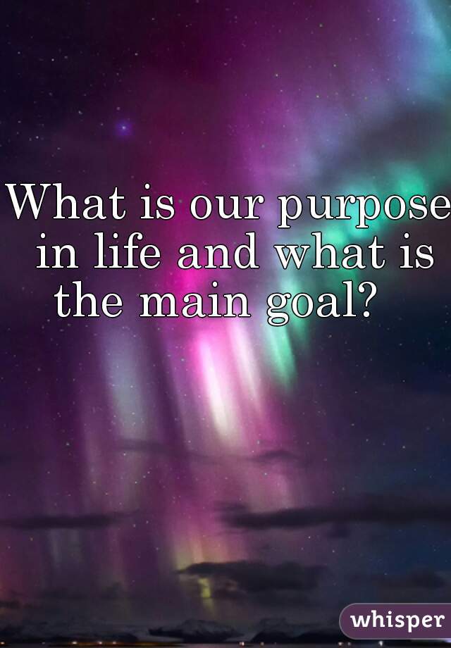 What is our purpose in life and what is the main goal?   