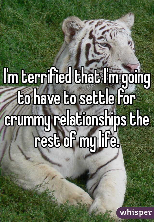 I'm terrified that I'm going to have to settle for crummy relationships the rest of my life.