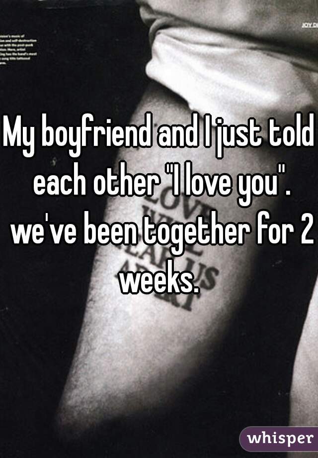 My boyfriend and I just told each other "I love you". we've been together for 2 weeks. 