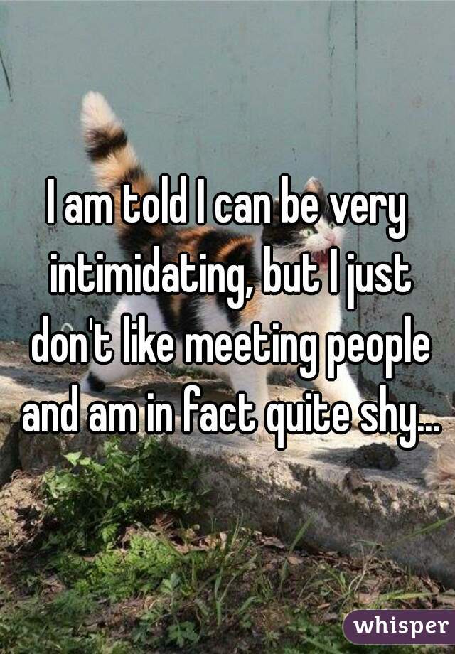 I am told I can be very intimidating, but I just don't like meeting people and am in fact quite shy...