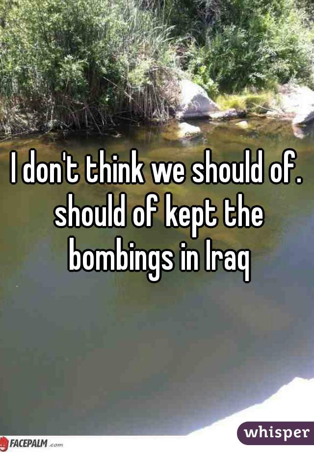 I don't think we should of. should of kept the bombings in Iraq