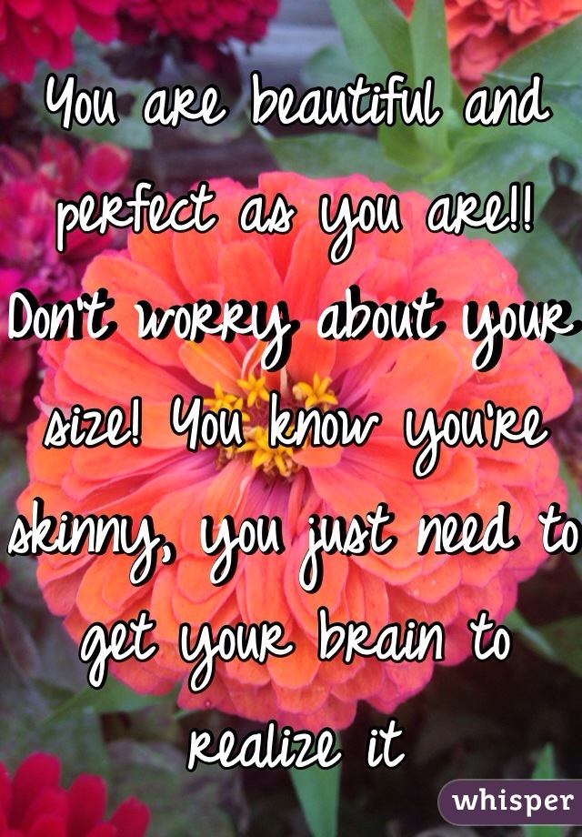 You are beautiful and perfect as you are!! Don't worry about your size! You know you're skinny, you just need to get your brain to realize it