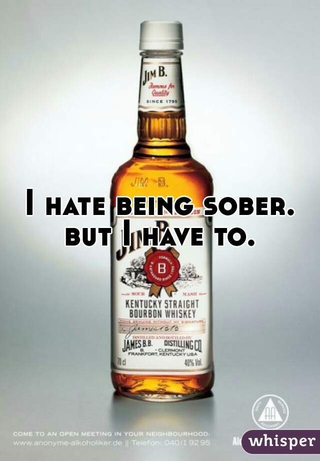 I hate being sober. but I have to. 