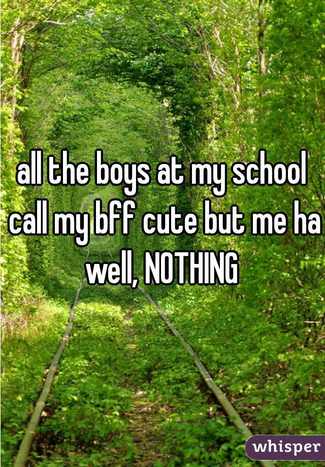 all the boys at my school call my bff cute but me ha well, NOTHING 