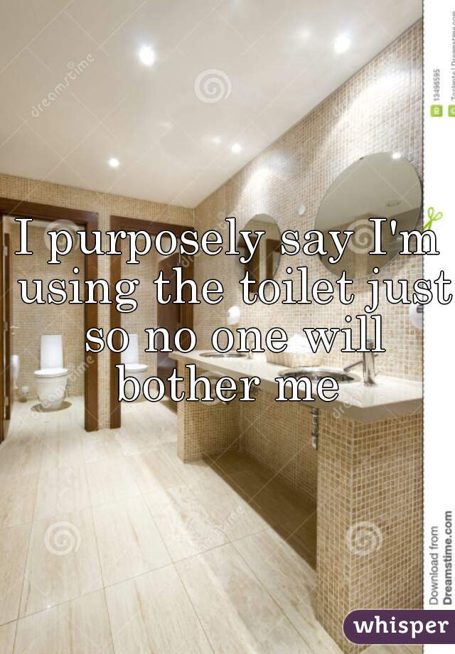 I purposely say I'm using the toilet just so no one will bother me 