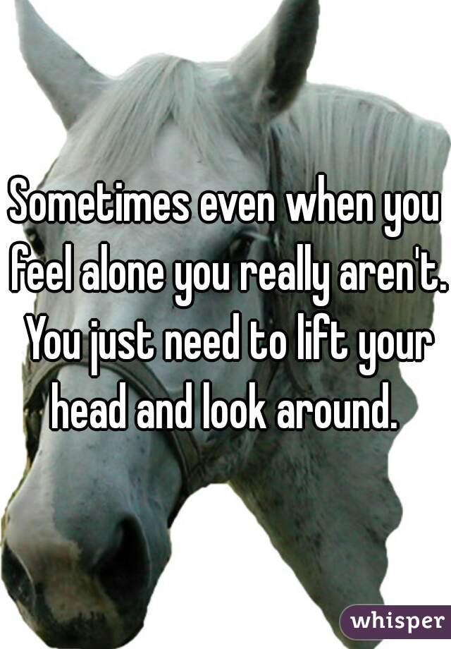 Sometimes even when you feel alone you really aren't. You just need to lift your head and look around. 
