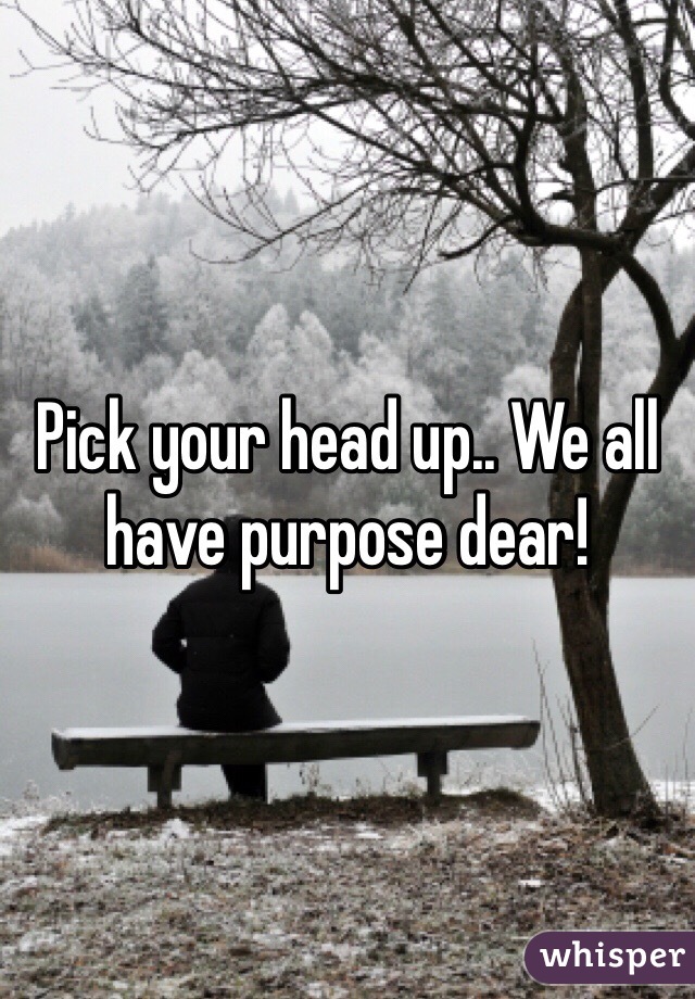 Pick your head up.. We all have purpose dear! 