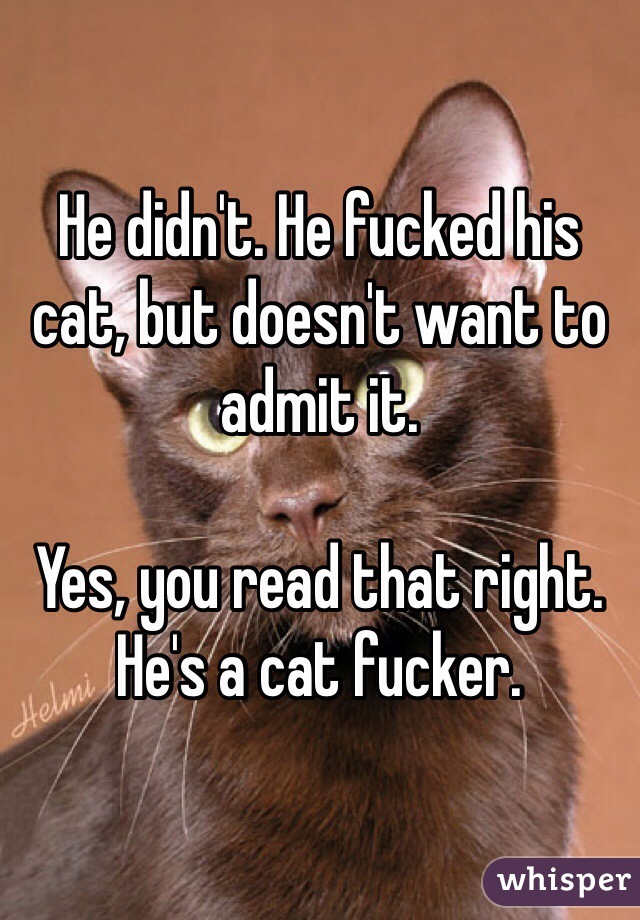 He didn't. He fucked his cat, but doesn't want to admit it. 

Yes, you read that right. 
He's a cat fucker. 