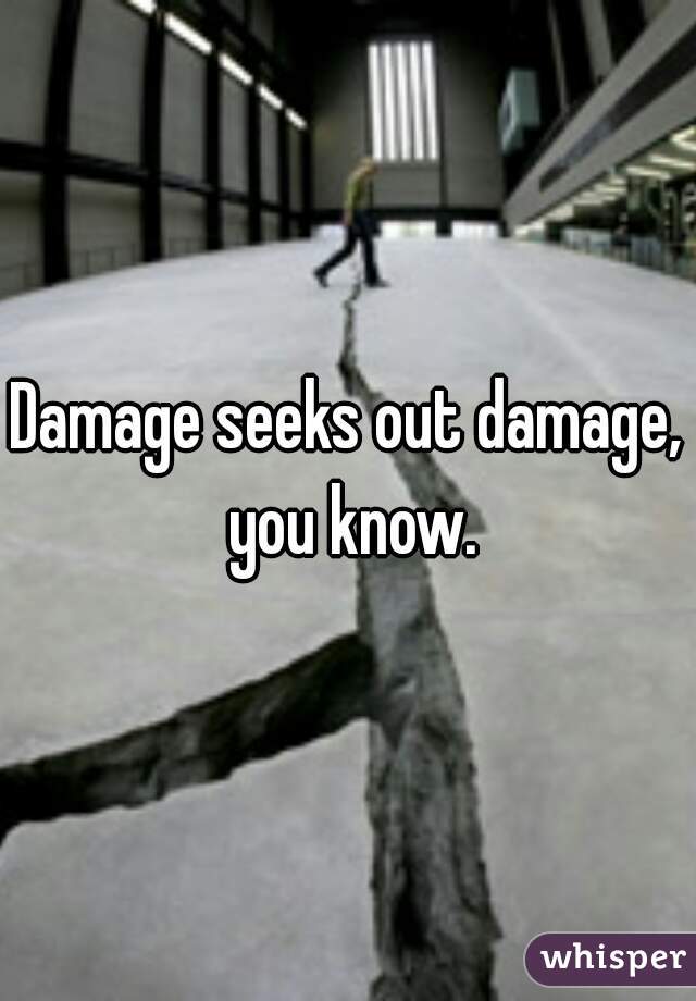 Damage seeks out damage, you know.