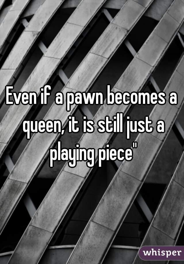 Even if a pawn becomes a queen, it is still just a playing piece"


