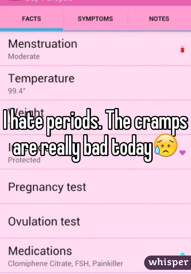 I hate periods. The cramps are really bad today😥