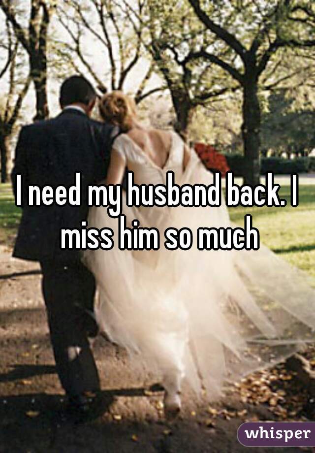 I need my husband back. I miss him so much