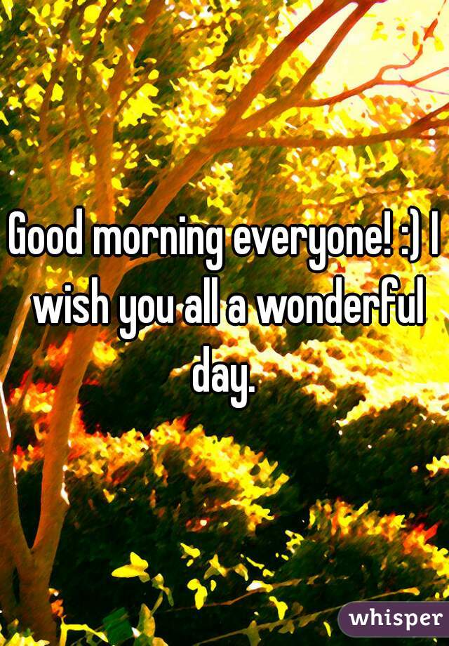 Good morning everyone! :) I wish you all a wonderful day. 
