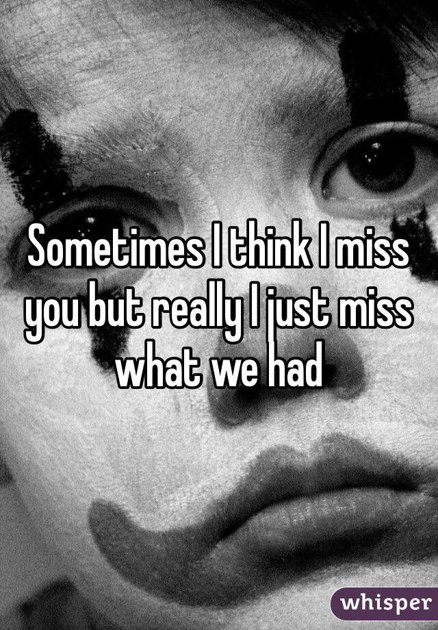 Sometimes I think I miss you but really I just miss what we had