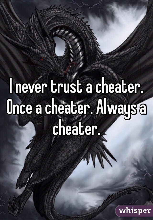 I never trust a cheater. Once a cheater. Always a cheater. 
