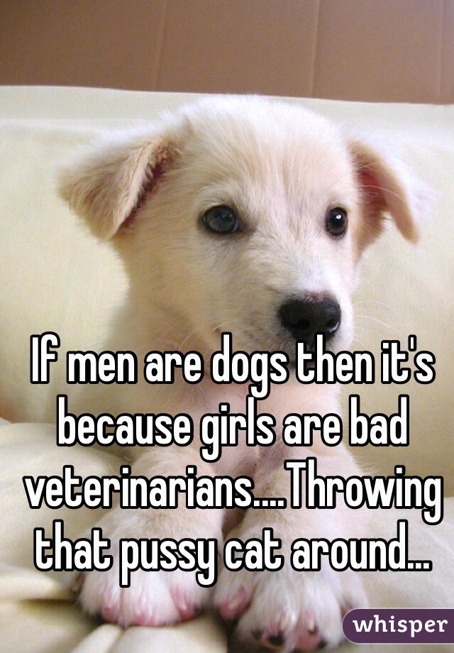 If men are dogs then it's because girls are bad veterinarians....Throwing that pussy cat around...