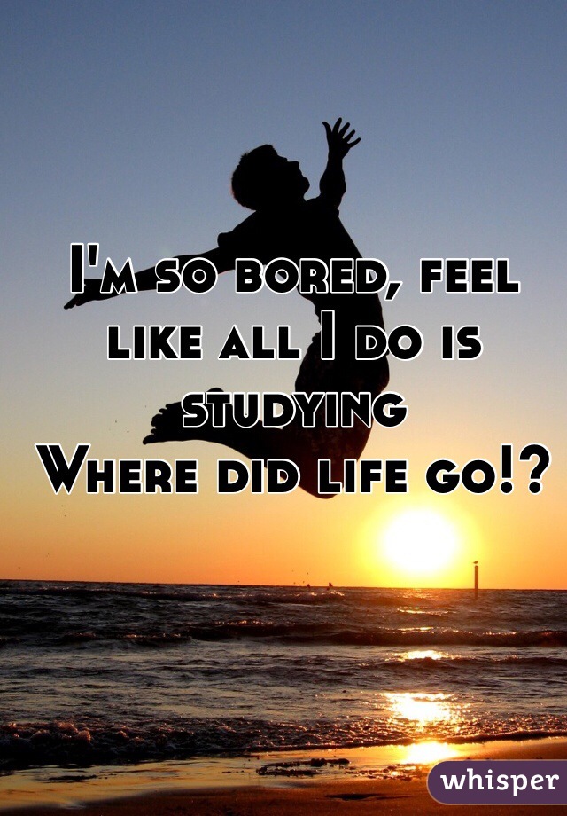 I'm so bored, feel like all I do is studying
Where did life go!?