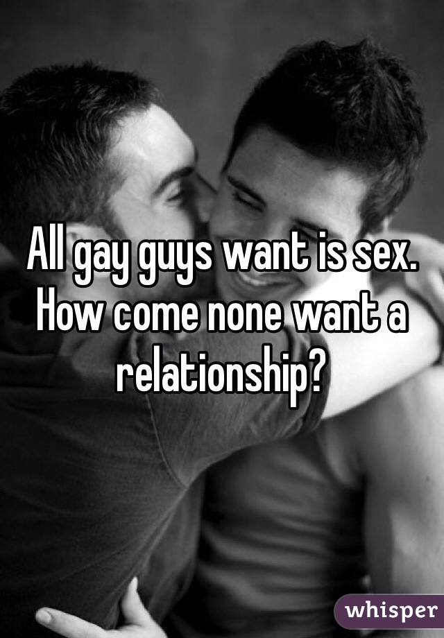 All gay guys want is sex. How come none want a relationship?