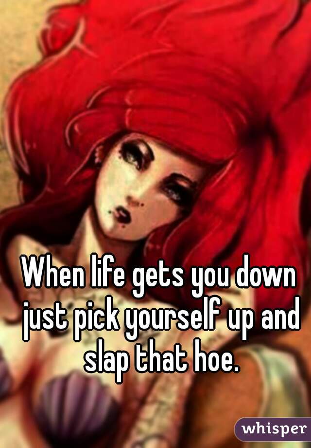 When life gets you down just pick yourself up and slap that hoe.