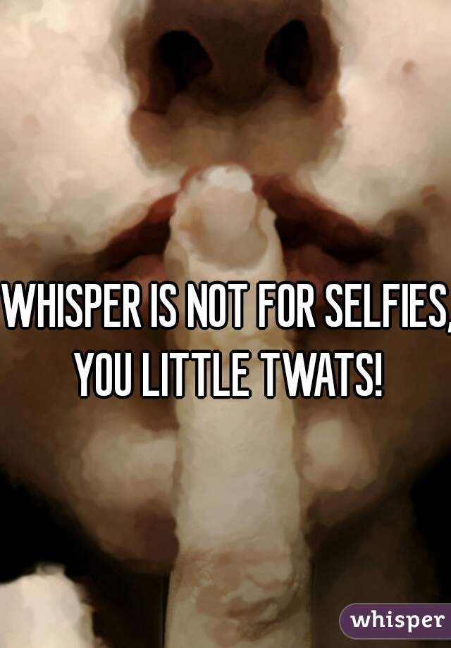 WHISPER IS NOT FOR SELFIES, YOU LITTLE TWATS! 