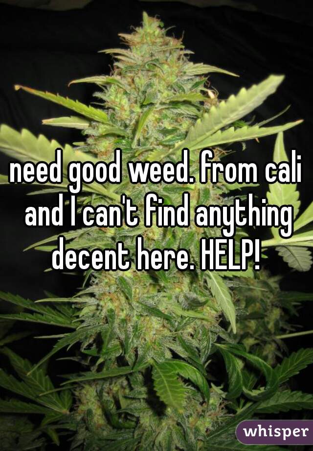 need good weed. from cali and I can't find anything decent here. HELP! 
