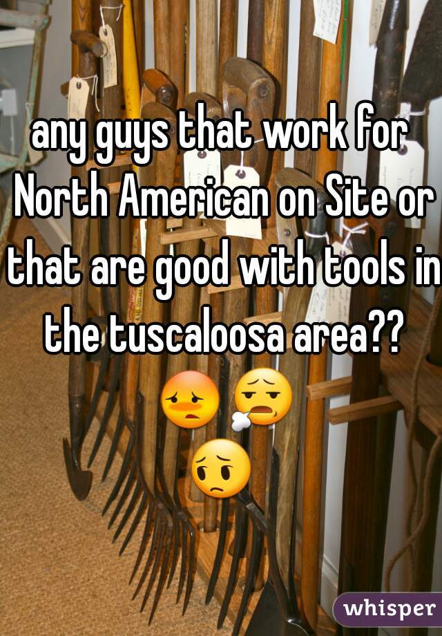 any guys that work for North American on Site or that are good with tools in the tuscaloosa area?? 😳😧😔 