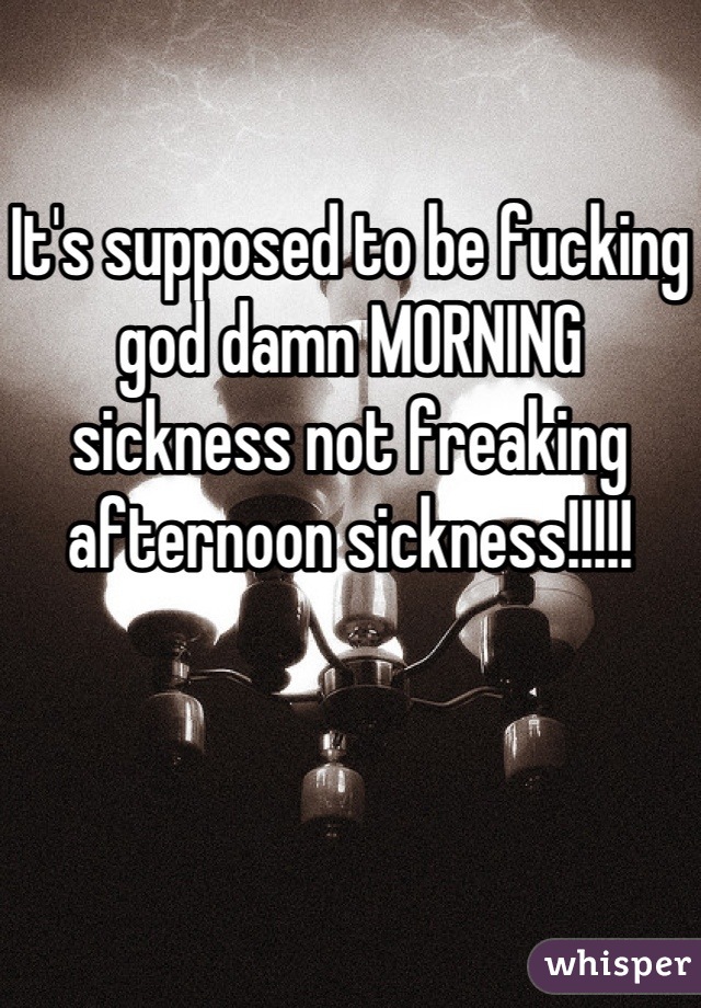 It's supposed to be fucking god damn MORNING sickness not freaking afternoon sickness!!!!!