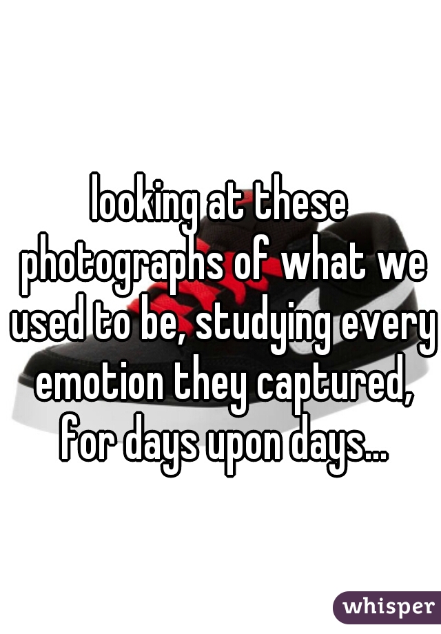 looking at these photographs of what we used to be, studying every emotion they captured, for days upon days...