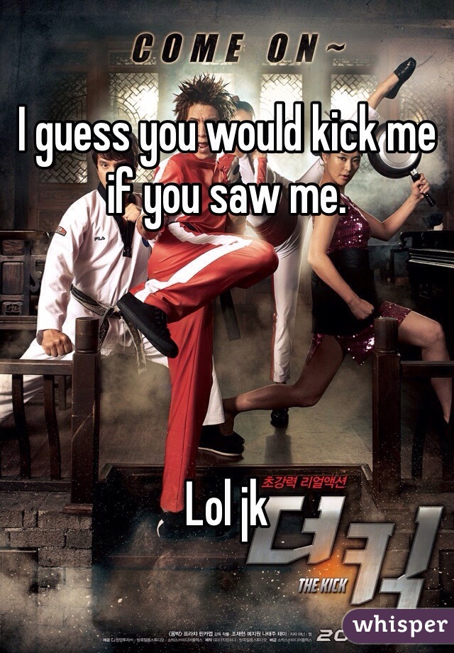 I guess you would kick me if you saw me.




Lol jk