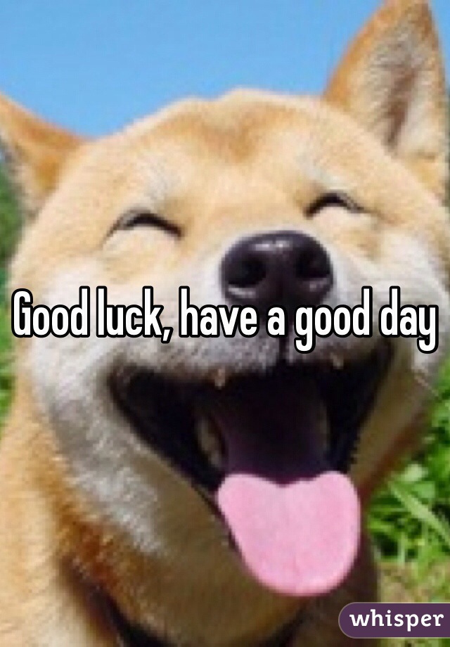 Good luck, have a good day