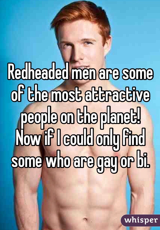 Redheaded men are some of the most attractive people on the planet!
Now if I could only find some who are gay or bi.