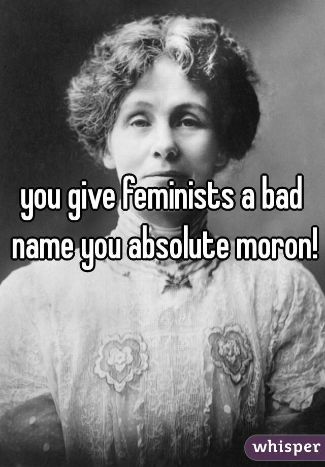 you give feminists a bad name you absolute moron!