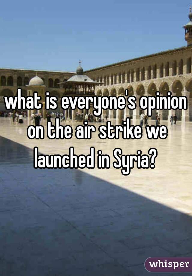 what is everyone's opinion on the air strike we launched in Syria? 