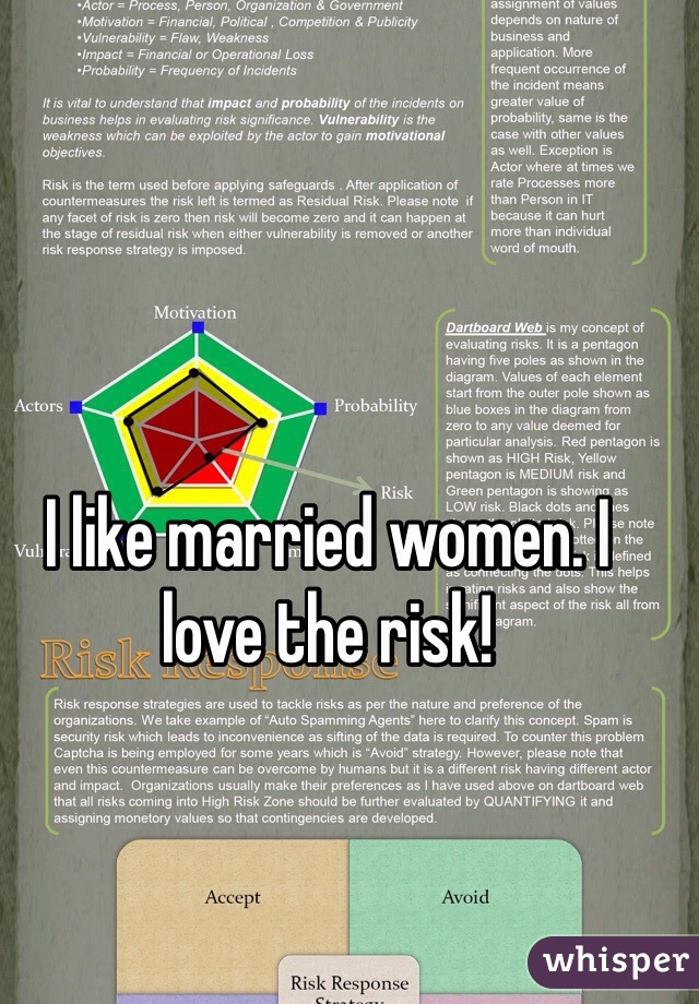 I like married women. I love the risk!