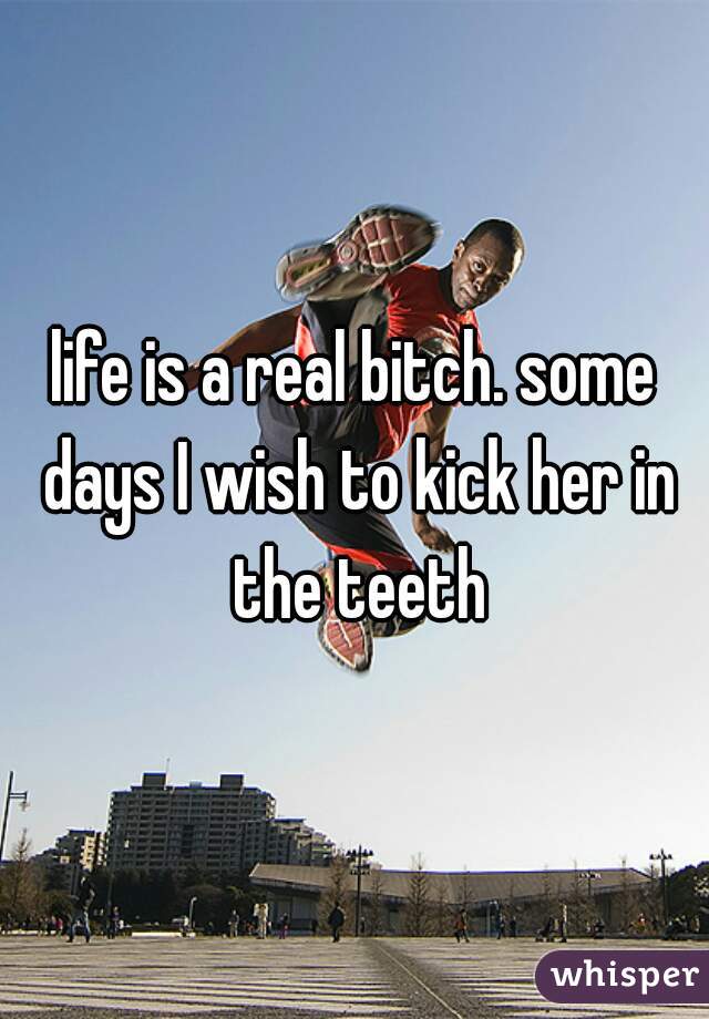 life is a real bitch. some days I wish to kick her in the teeth