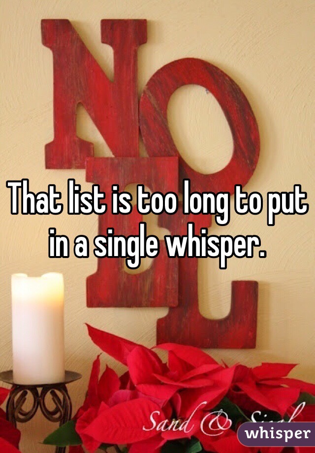 That list is too long to put in a single whisper. 