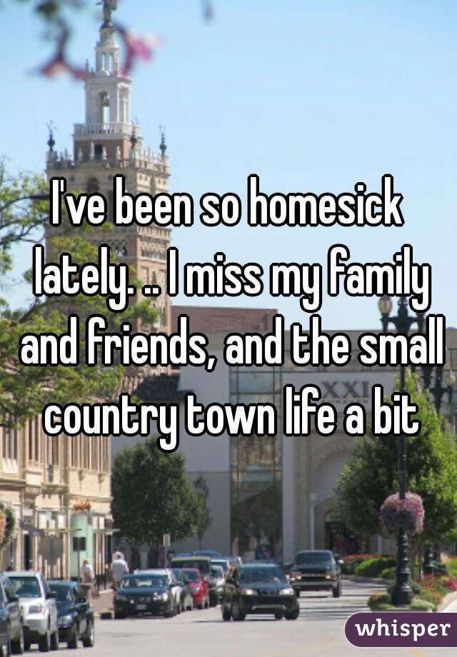 I've been so homesick lately. .. I miss my family and friends, and the small country town life a bit