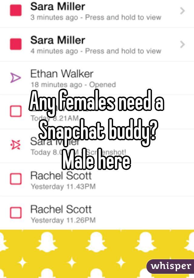 Any females need a Snapchat buddy?

Male here