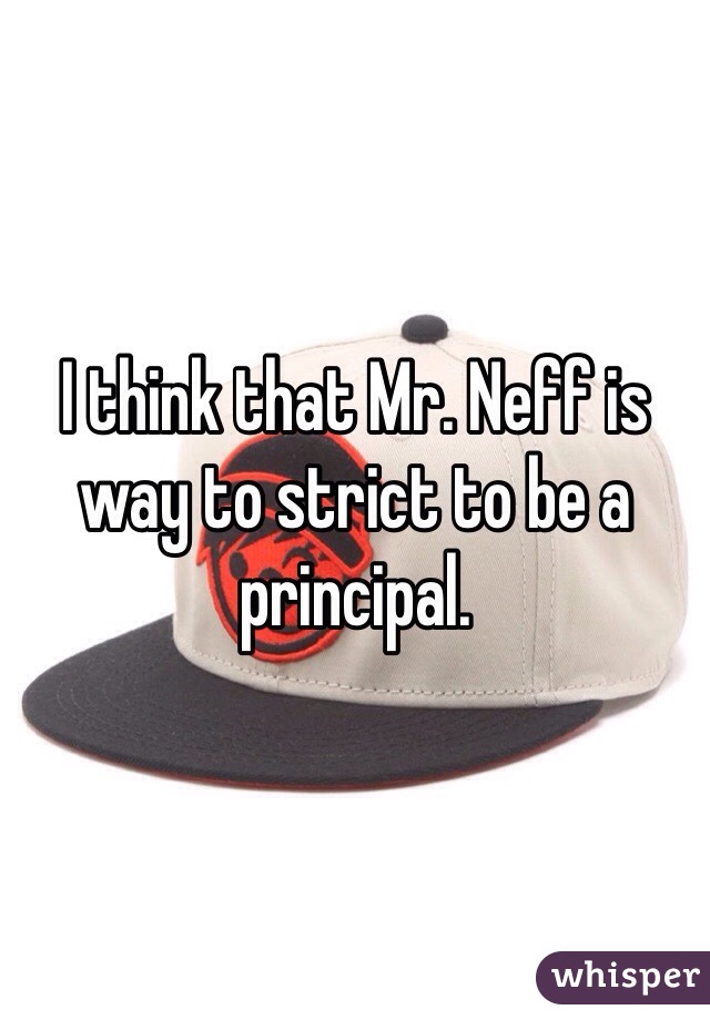 I think that Mr. Neff is way to strict to be a principal. 