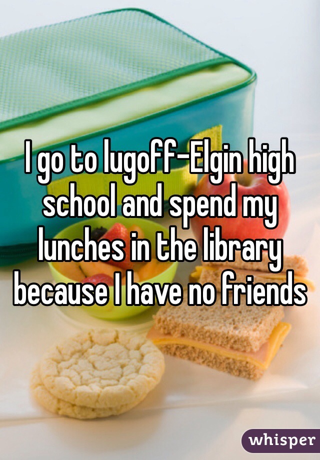 I go to lugoff-Elgin high school and spend my lunches in the library because I have no friends 